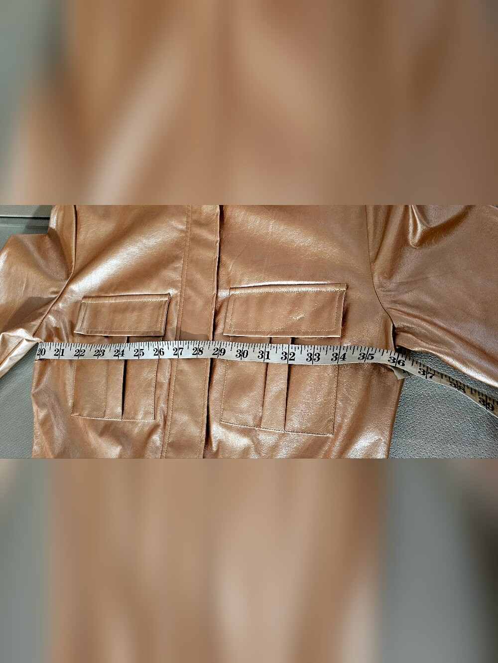 Chic Rosegold High Neck Long Sleeves Latex Jumpsuit. - Picture 12 of 15
